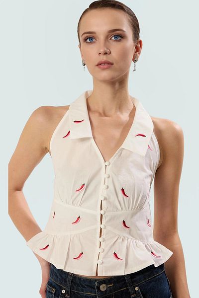 PayBuy Pepper Pattern Sleeveless Fitted Cotton Blouse Summer Casual Comfortable Cut Casual Use
