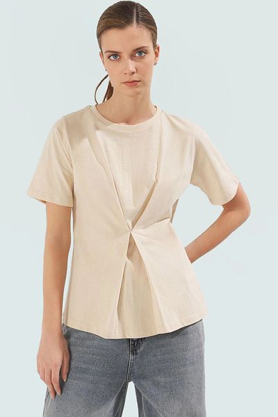 PayBuy Women's Crew Neck Cotton Knitted Blouse Regular Fit Casual Style Special Design Comfortable Cut