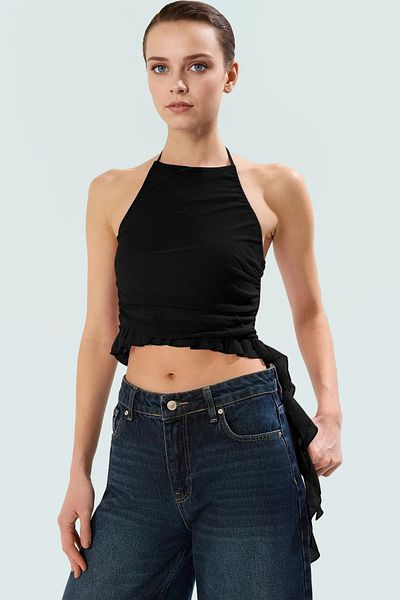 PayBuy Halter Neckline Fitted Knitted Blouse Crop Boy Summer Stylish Design Perfect Fit Distinguished Material