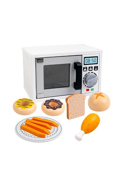 rexa Wooden Microwave Oven Pretend Play Kitchen Set | Early Learning Role-Play Toy for Kids