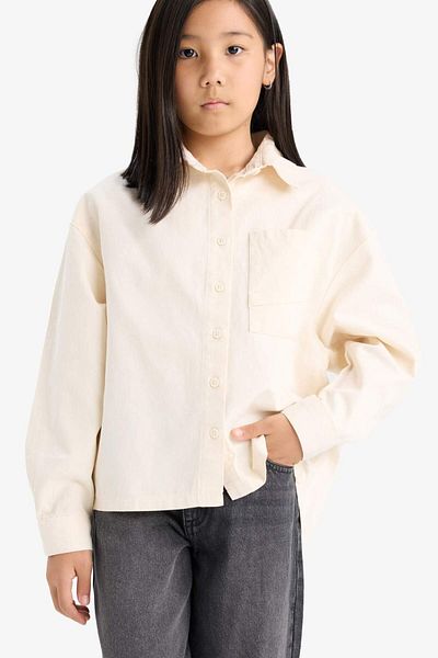 DeFacto Girls Oversize Wide Fit Cotton Long Sleeve Shirt E9740A825Au