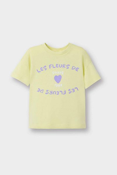 DeFacto Baby Girl Regular Fit Crew Neck Slogan Printed Short Sleeve T-Shirt F3494A525Au