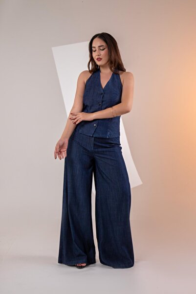 Roxxlen Σετ 2 τεμαχίων με γιλέκο μεγάλου μεγέθους, μπλε ναυτικό