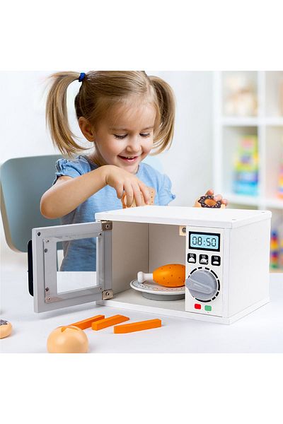 rexa Wooden Microwave Oven Pretend Play Kitchen Set | Early Learning Role-Play Toy for Kids