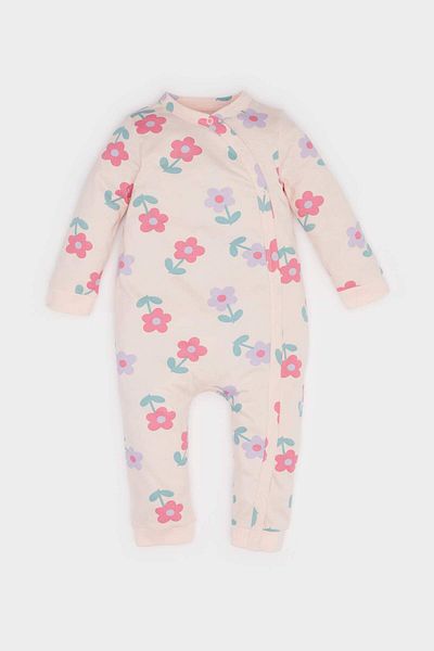 DeFacto Baby Girl Newborn Floral Combed Cotton Jumpsuit E9992A525Au