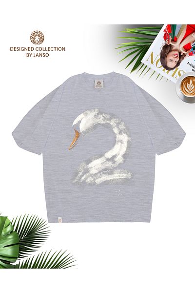 JANSO GROUP -Women's Cotton Printed a Duck Short Sleeve Tshirt Oversize Big Size