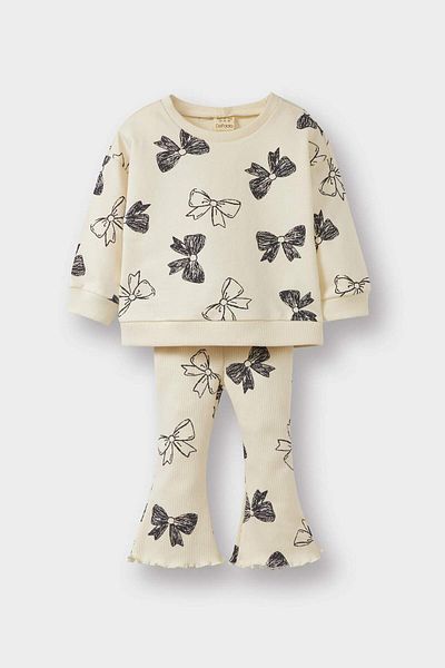 DeFacto Baby Girl 2 Piece Set Bow Patterned Sweatshirt Spanish Leggings F0508A525Au