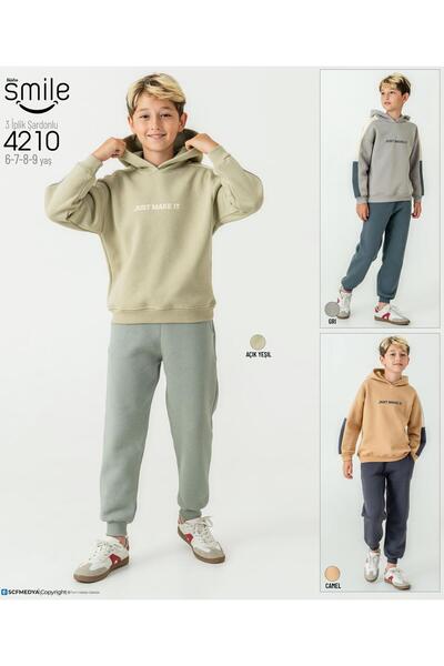 RAPAPA Boy's Hooded Suit with 3 Thread Hooded Suit Bottom Top Suit 4210Y