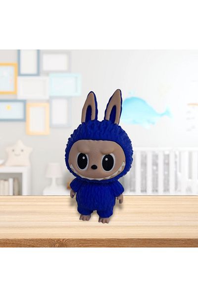 3DONE MODELS Labubu Figurine – Collectible Character, 3D Printed, Blue, Geek Decor & Unique Gift