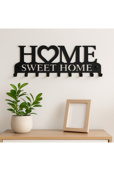 LUNOART Dekoratif Metal Anahtarlık Askılığı | Giriş İçin “Home Sweet Home” Ta...