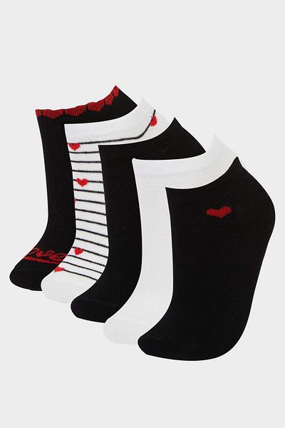 DeFacto Women's 5-Piece Cotton Booties Socks F5636Axns
