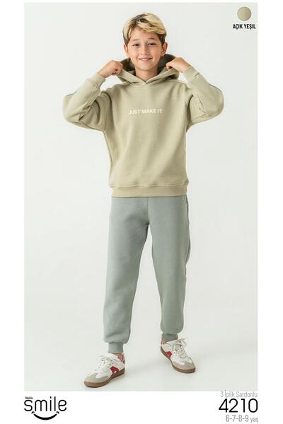 RAPAPA Boy's Hooded Suit with 3 Thread Hooded Suit Bottom Top Suit 4210Y