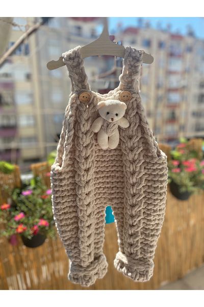 ÖRGÜCÜ DESİGN Puffy Knitted Baby Romper - Salopet Jumpsuit