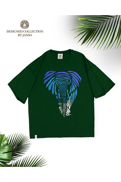 JANSO GROUP -Women's Cotton Printed Elephant Short Sleeve Tshirt Oversize Big Size