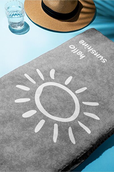 Doruklar Home Collection Hello Sunshine Written Beach Sea Towel Digital Printing Peshtamal 80X160 cm Hss05