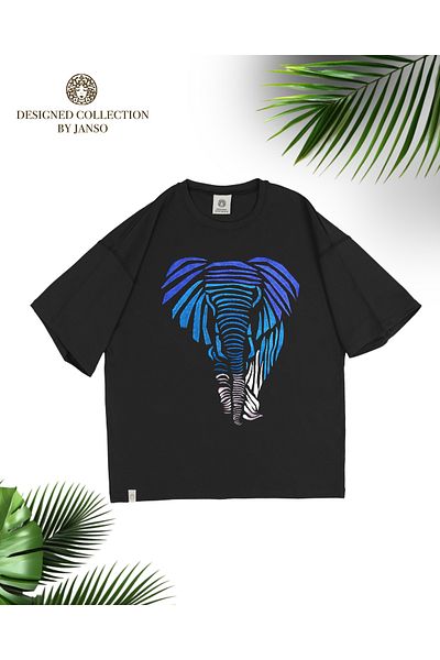 JANSO GROUP -Women's Cotton Printed Elephant Short Sleeve Tshirt Oversize Big Size