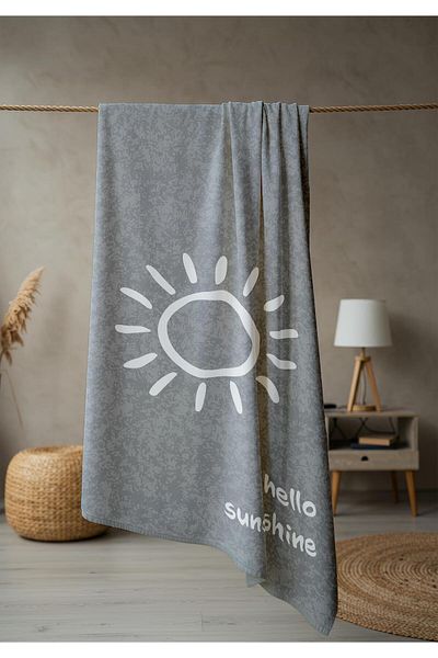 Doruklar Home Collection Hello Sunshine Written Beach Πετσέτα Θάλασσας Ψηφιακή Εκτύπωση Πεστάμαλ 80x160 CM HSS05