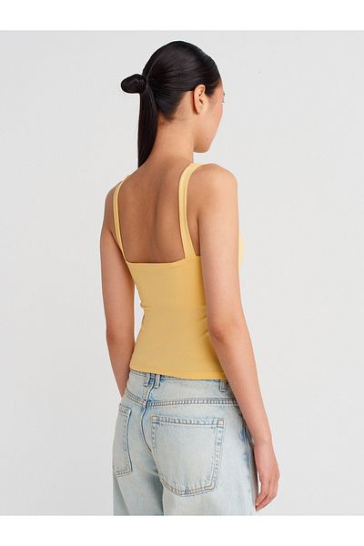 Dilvin 31943 Sleeveless Top-Yellow