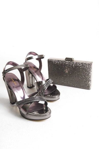 AYDOĞDU by ünal Stoned Bagged Baretted Thick Heelled Evening Shoes