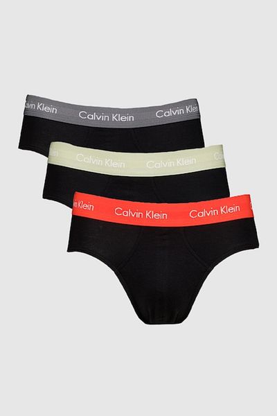 Calvin Klein , Set of underwear with logo waistband - 3 pairs, Black, Gray, Orange, Size S