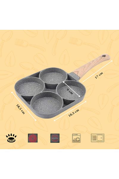 OEM Non-Stick Pancake Pan With 4 Holes, Ideal For Breakfast, Eggs And Pancakes, 18 cm X 18 cm
