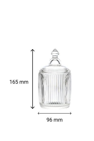 TrendDeco Line Patterned Glass Jar with Lid Spice Jar Medium Size