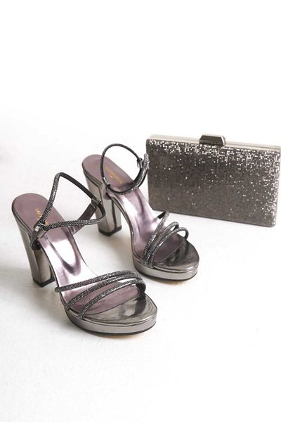 AYDOĞDU by ünal Bagged Stone Baretted Thick Heelled Evening Shoes
