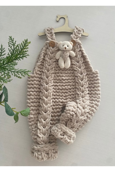 ÖRGÜCÜ DESİGN Puffy Knitted Baby Romper - Salopet Jumpsuit