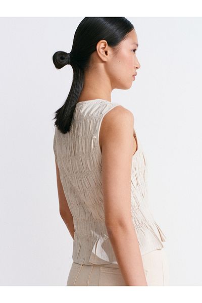 Dilvin 50845 Αμάνικη Crop Μπλούζα-Natural