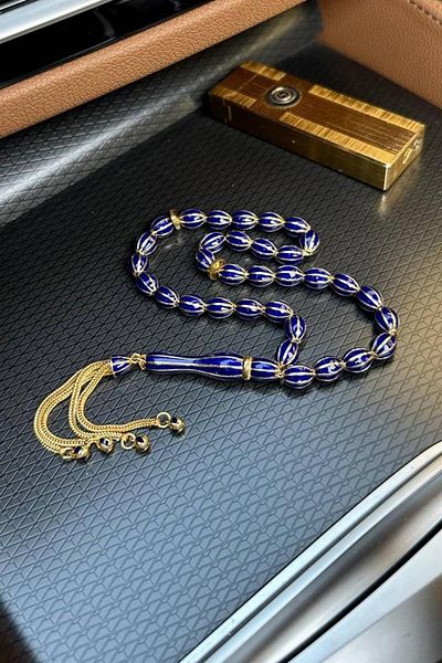 dergah tesbih Enamel Embroidered Full Silver Design Prayer Beads