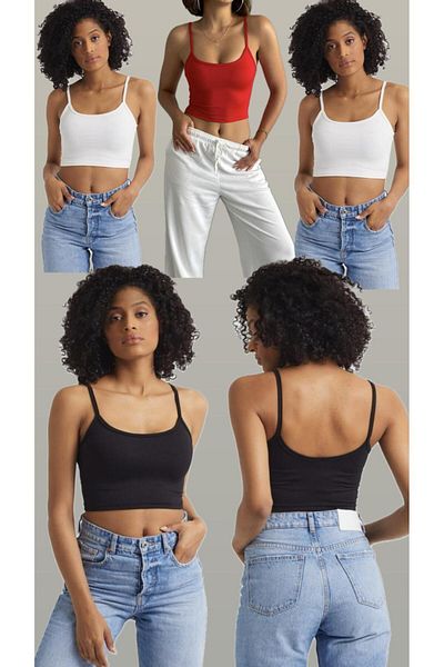 The Base Women's Advantageous 5-Pack Crop Top with Rope Straps