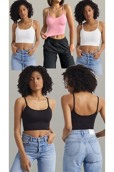 The Base Women's Advantageous 5-Pack Crop Top with Rope Straps