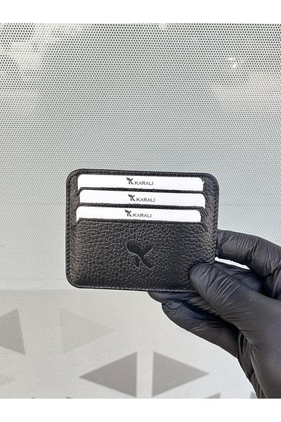 Gesa 100% Genuine Leather Black Slim Card Holder
