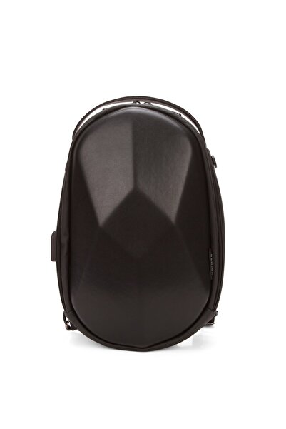 Newish Polo Men's Black Hard Leather Backpack New301