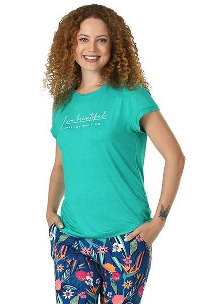 Fanilam Jiber Women's Short-Sleeved Patterned Summer Viscose Pajama Set - Non-Sweating Fresh Fabric