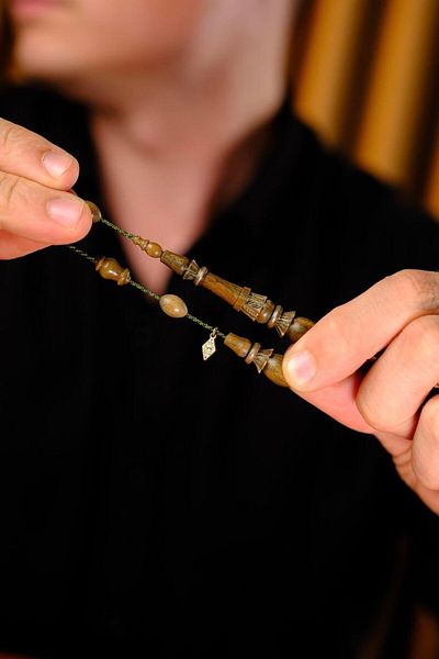 dergah tesbih Master Bekir Deveci Carved İmame Beyzi Model Scented Rosewood Prayer Beads