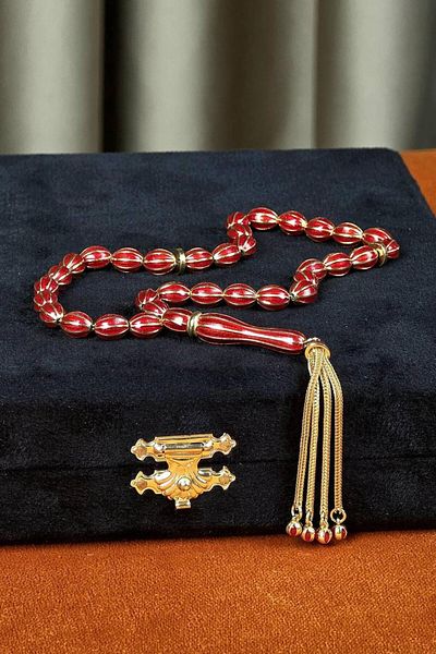 dergah tesbih Enamel Embroidered Full Silver Design Prayer Beads