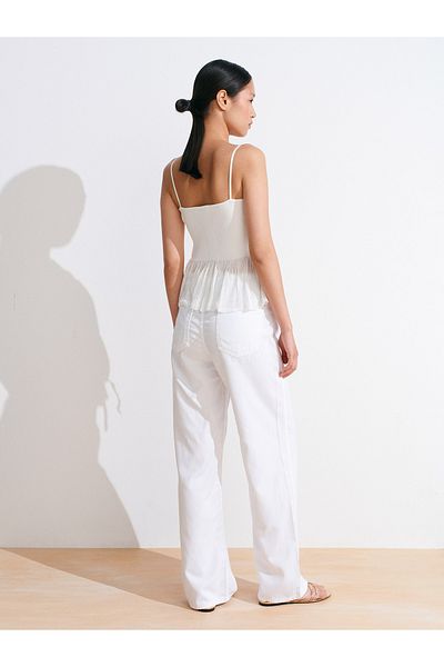 Dilvin 72025 Lyocell Denim Trousers with Elastic Back-White