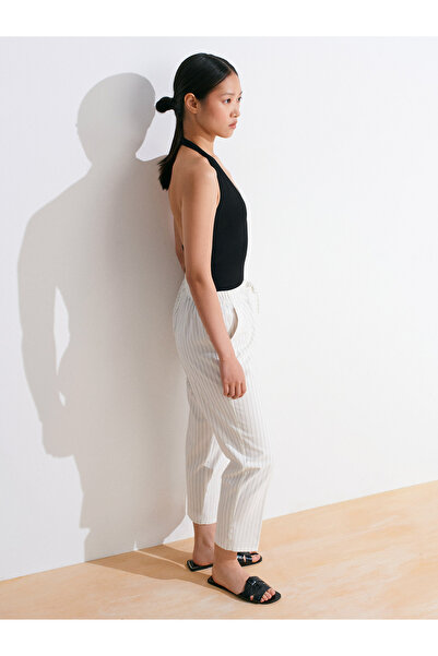 Dilvin 72142 Bağcıklı Jogger Pantolon-Beyaz
