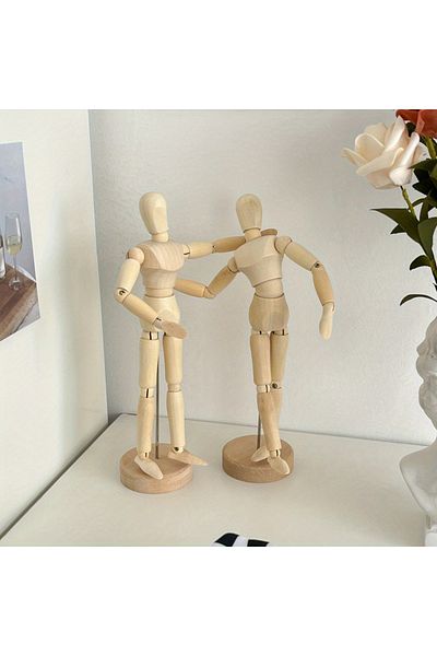Wolawood Wooden Exclusionary Human Figure Mannequin Jointless Drawing Model Figurative Decor Gift Desktop Trinket Accessory
