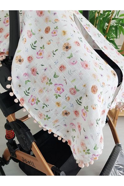 ilkimbebe Floral Pompom Baby Stroller Cover