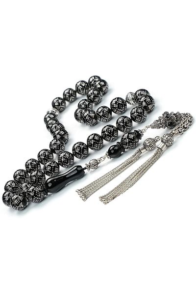 TESBİHCİBABA Pyramid Amulet Embroidered Erzurum Oltu Stone Prayer Beads