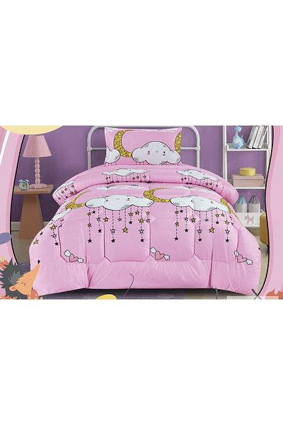 Moon Single Bed Sheet Filling, 3-Piece Reversible Cartoon Printed Quilt Set, for Your Child's Comfort