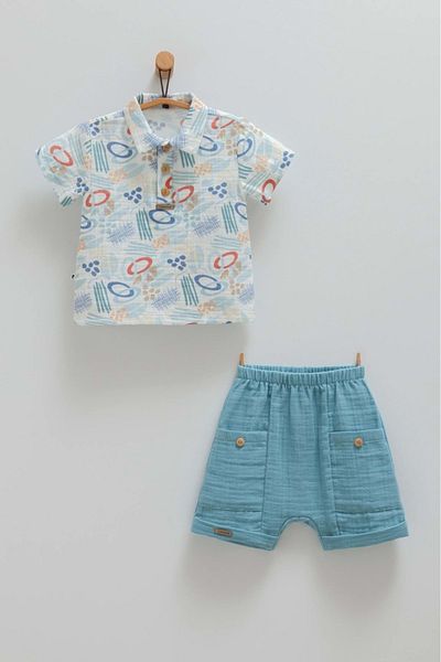 Caramell Colorfully Shirt Shorts Suit Mint Green
