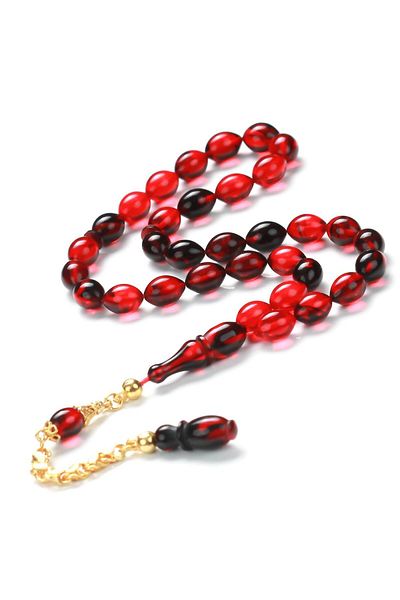 TESBİHCİBABA Chain Tassel Night Red Crimping Amber Prayer Beads