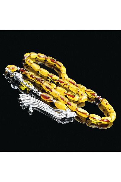TESBİHCİBABA Master's Work Pulling Color Field Moire Crimping Amber Prayer Beads