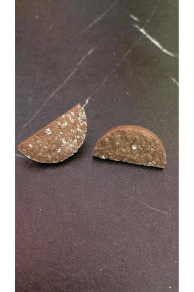 MISS GOLDEN Serrated Crystal Patterned Brown Semicircle Moon Shape Gold Accessories Epoxy Earrings Handmade