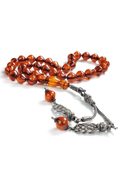 TESBİHCİBABA Istanbul Cut 1000 Sterling Kazaz Knitted Clamping Amber Prayer Beads