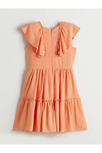 LC Waikiki Lcw Kids Coral V-Neck Girl Dress