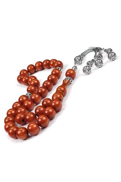 TESBİHCİBABA Topaz Tassel Tightening Amber Rosary with Moire Structure